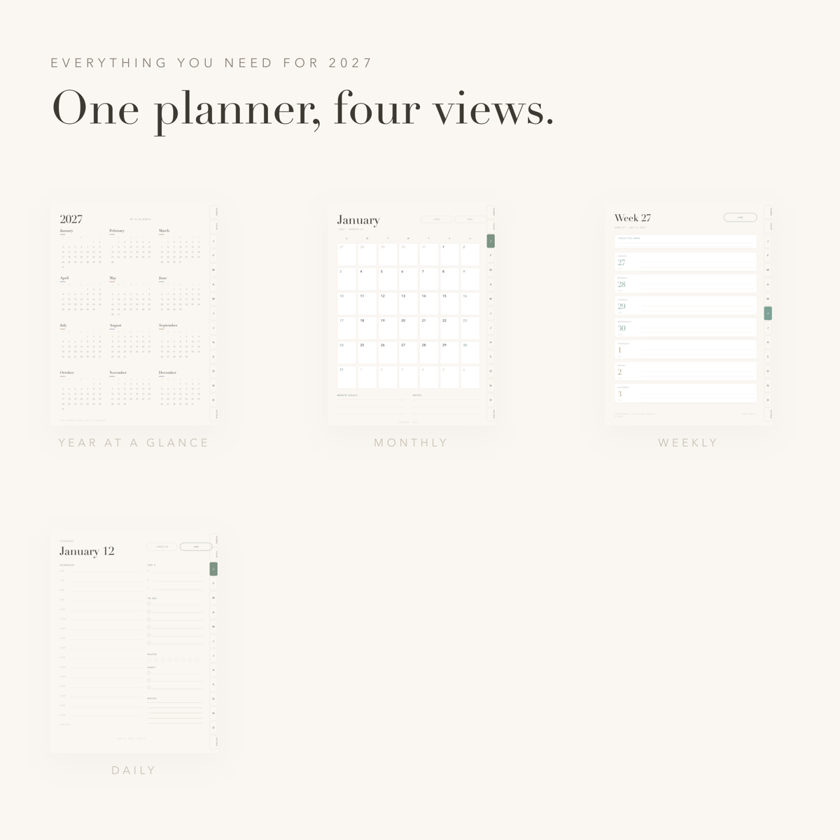 The free January 2027 planner: year, month, week and day views